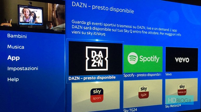 DAZN e Spotify su Sky Q