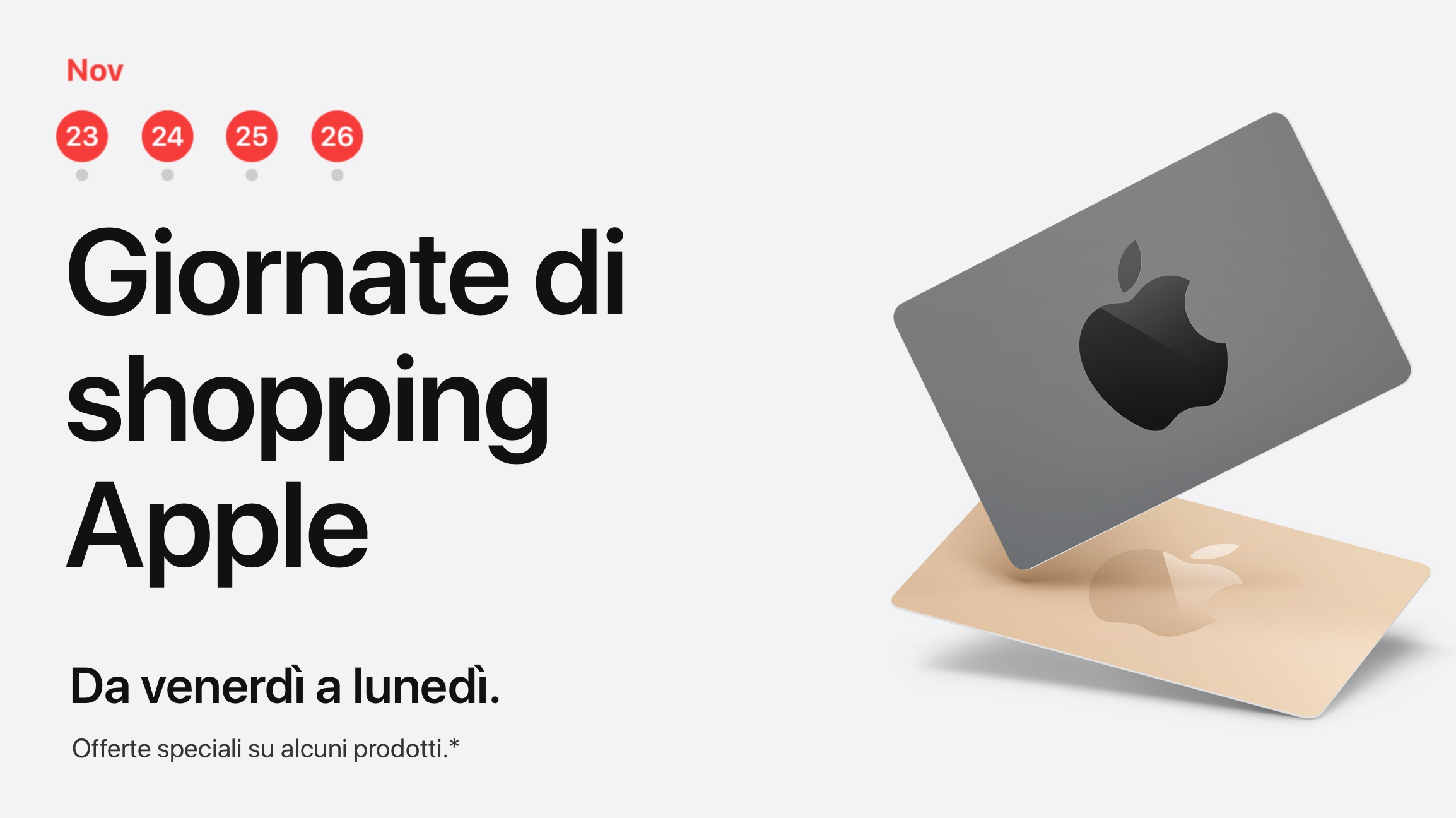 Black Friday Apple, Gift Card in regalo per l'acquisto di iPhone, iPad, Apple Watch, Mac e Apple TV