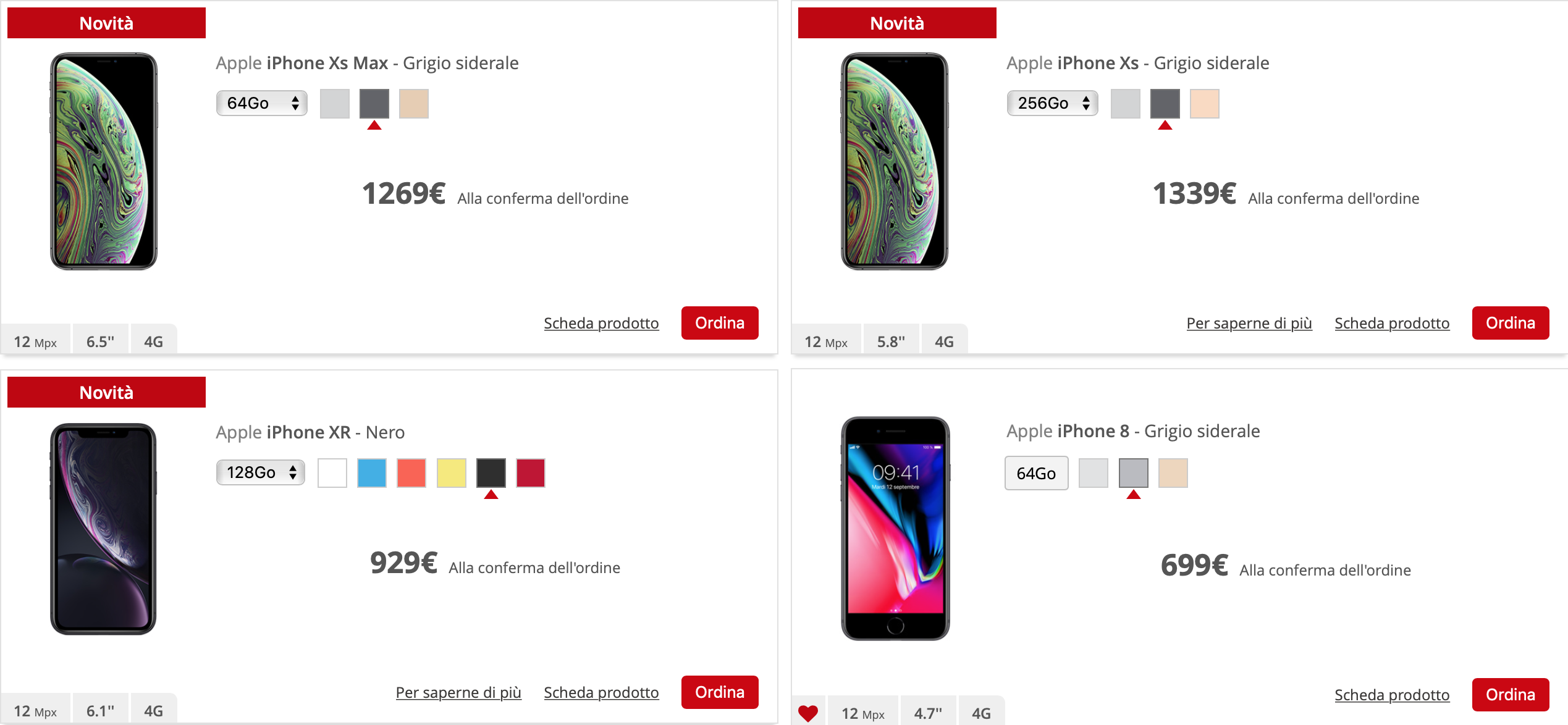 Prezzi e disponibilità di iPhone XS, XS Max e XR con Iliad 1