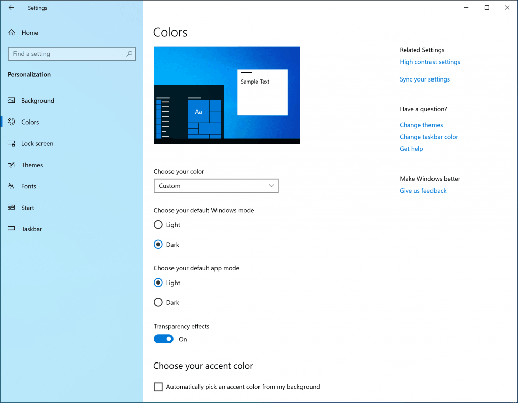 Windows 10 sta ricevendo un "tema chiaro" in contrasto col "tema scuro" 1