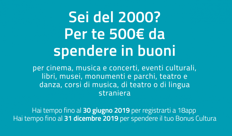 Bonus Cultura di 500 euro disponibile per i nati nel 2000 con la 18app 1