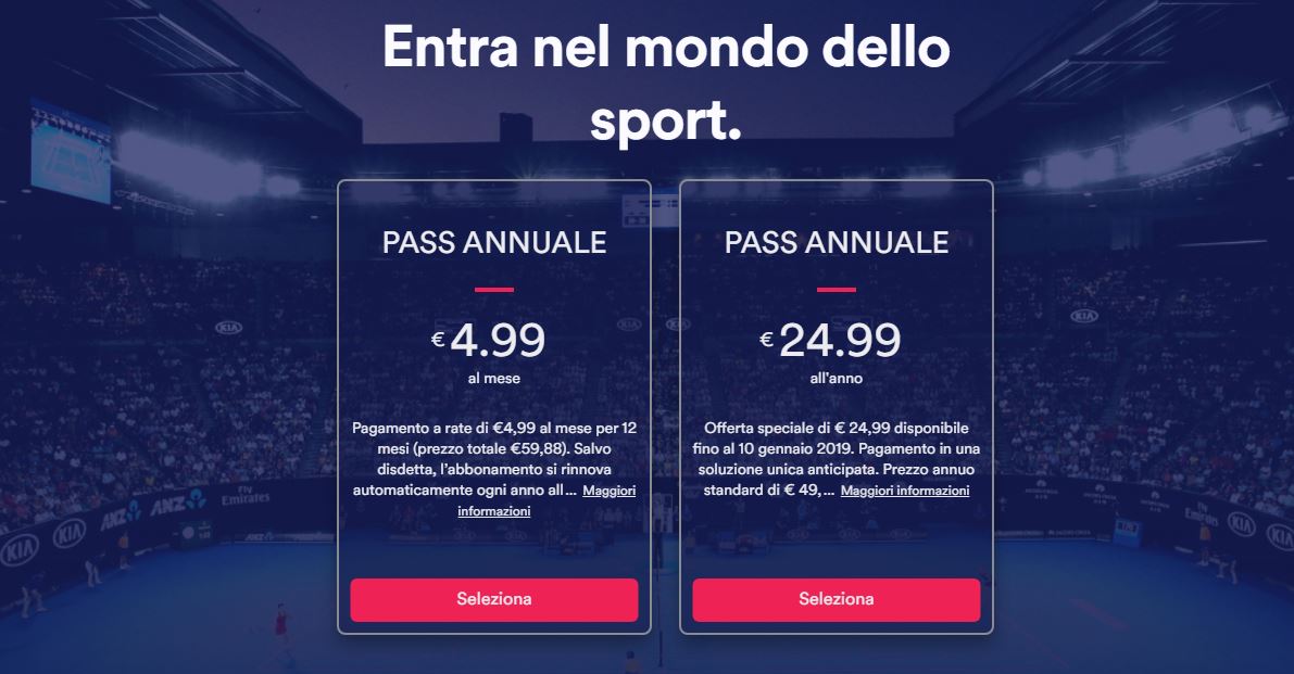 Eurosport Player in offerta a 24,99 euro per 12 mesi 1