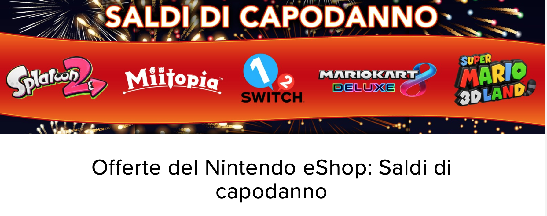 Nintendo Switch saldi capodanno