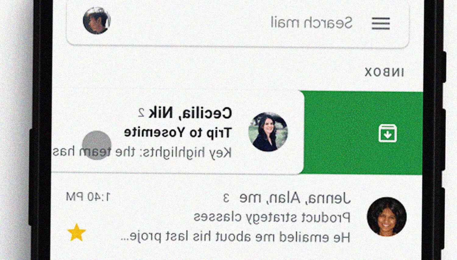 Gmail per iOS swipe laterali