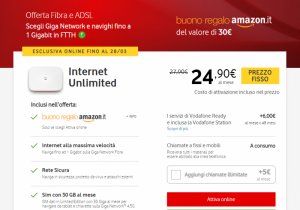 Vodafone Internet Unlimited Buono Regalo Amazon da 30 euro