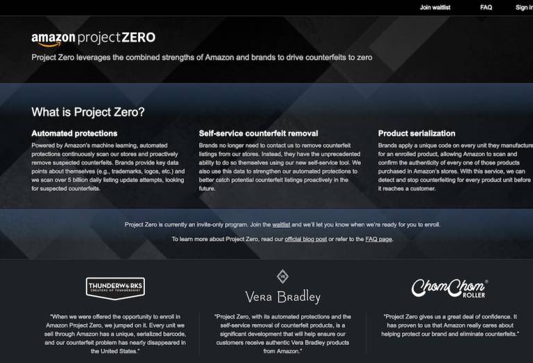 Amazon a testa bassa contro la contraffazione: nasce il Project Zero 1