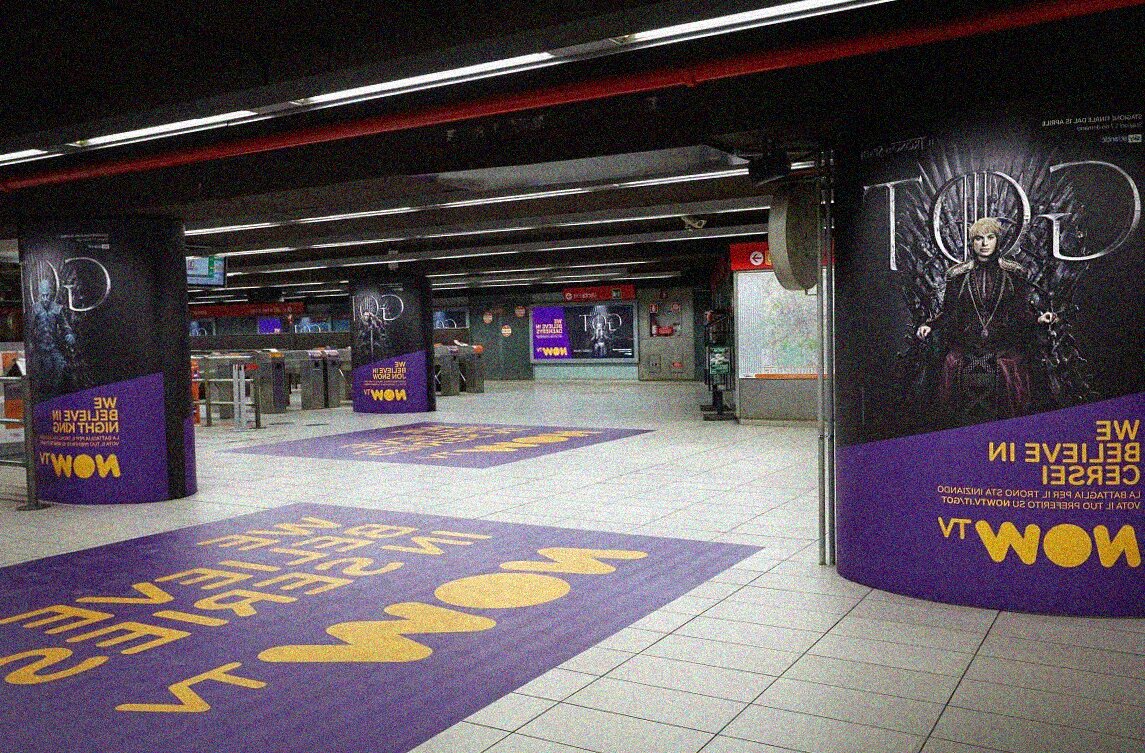 Now TV pubblicizza "Il trono di spade" a tutto spiano a Milano