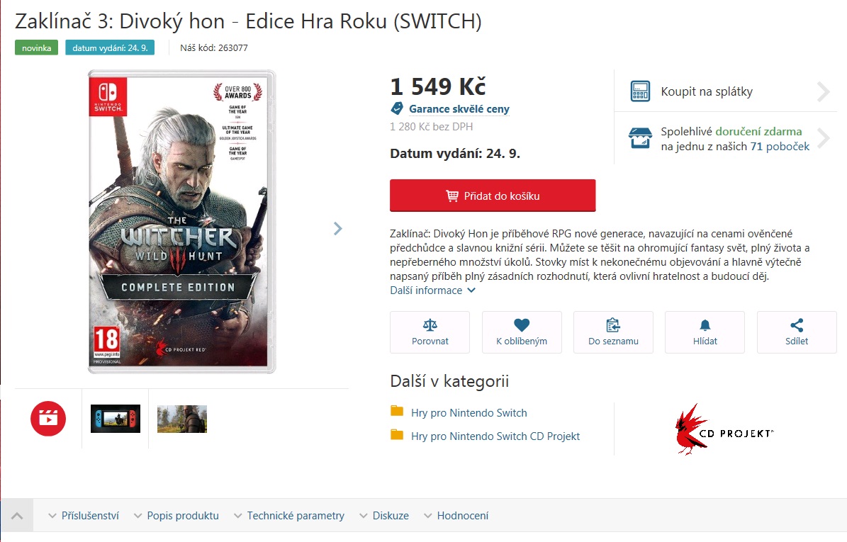 Ecco quando arriverà The Witcher 3 su Nintendo Switch 1