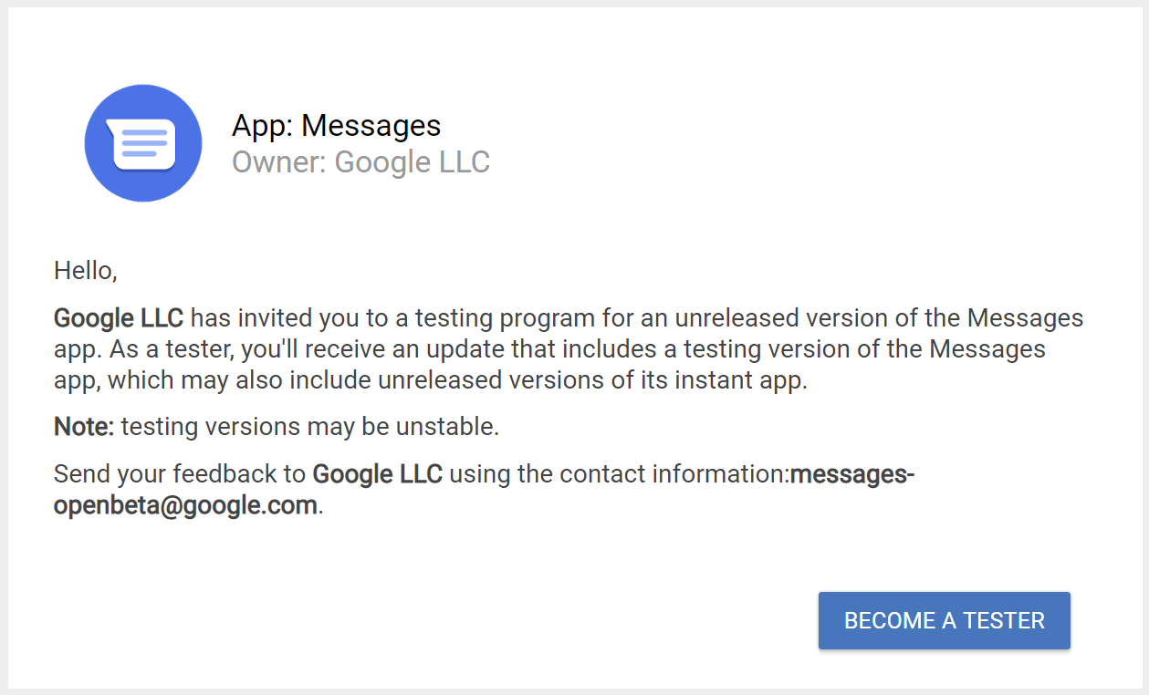 Google avvia il programma beta per l'app Messaggi 1