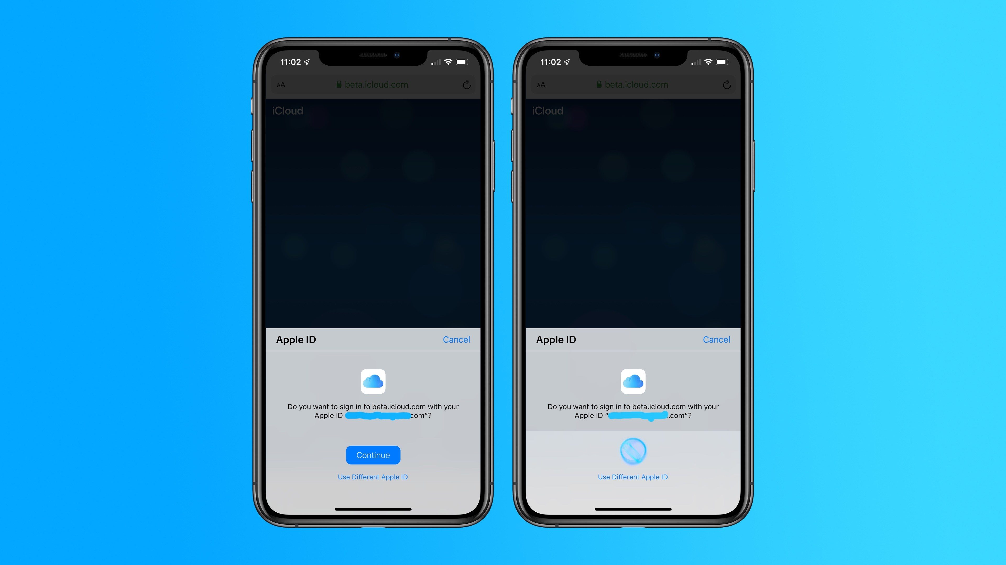 icloud.com accesso Face ID Touch ID