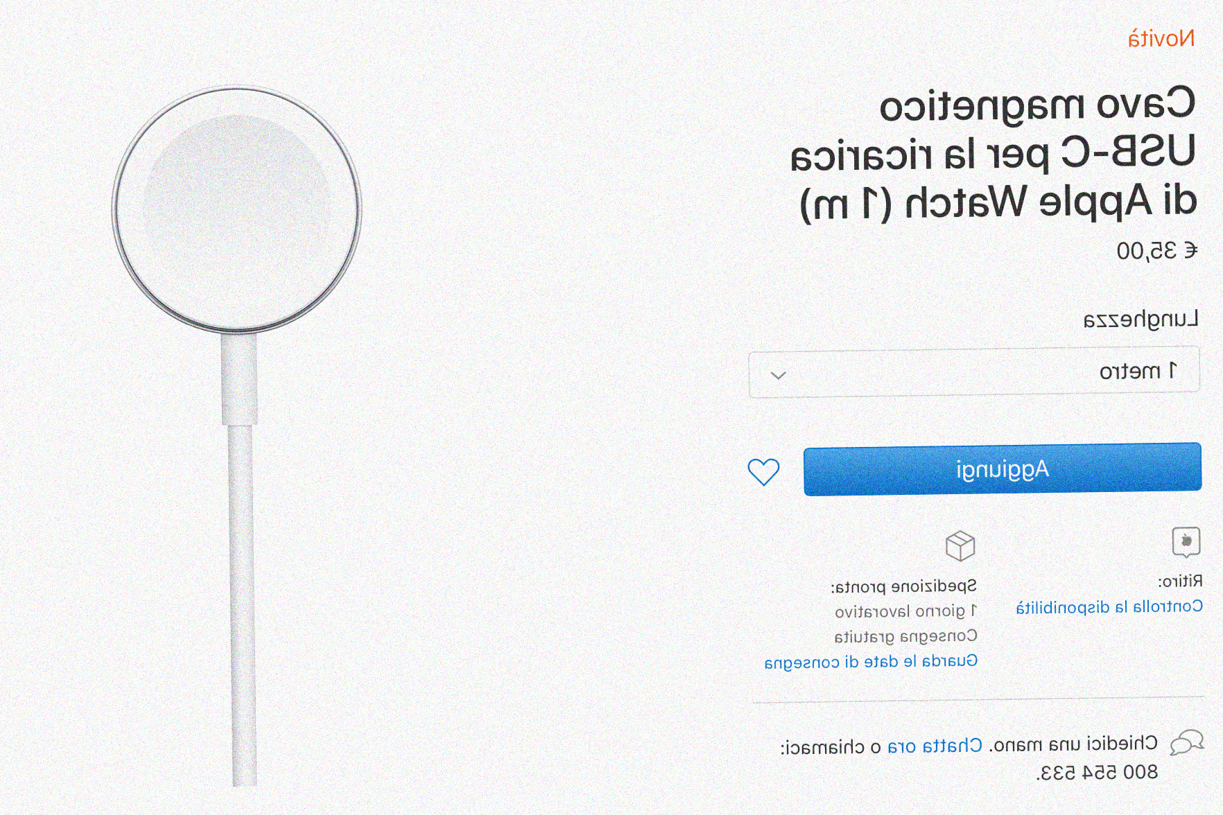 cavo magnetico USB‑C da 1 metro per Apple Watch