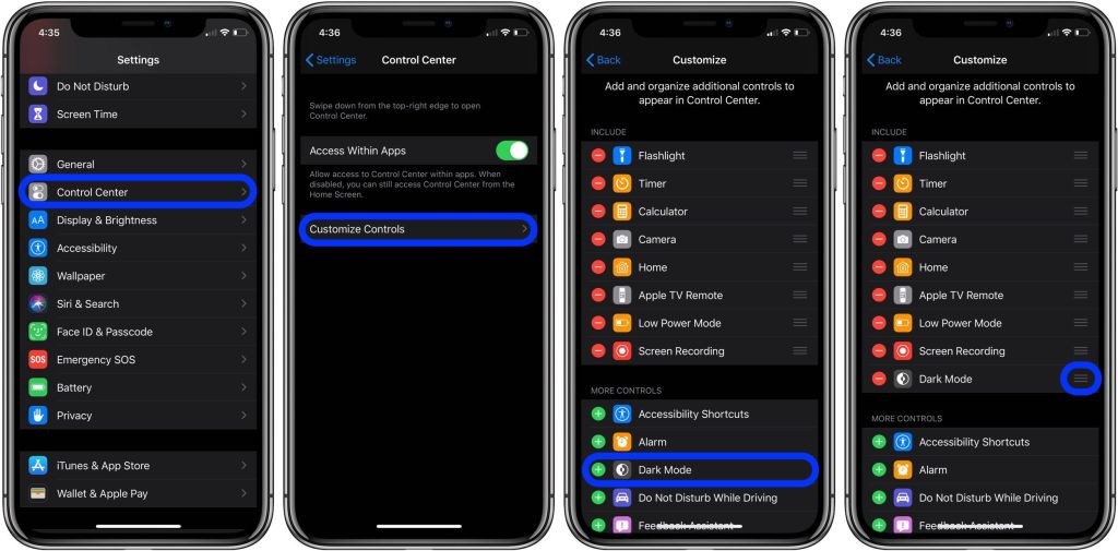 Come aggiungere la scorciatoia alla Dark Mode sul Control Center di iOS 13 1