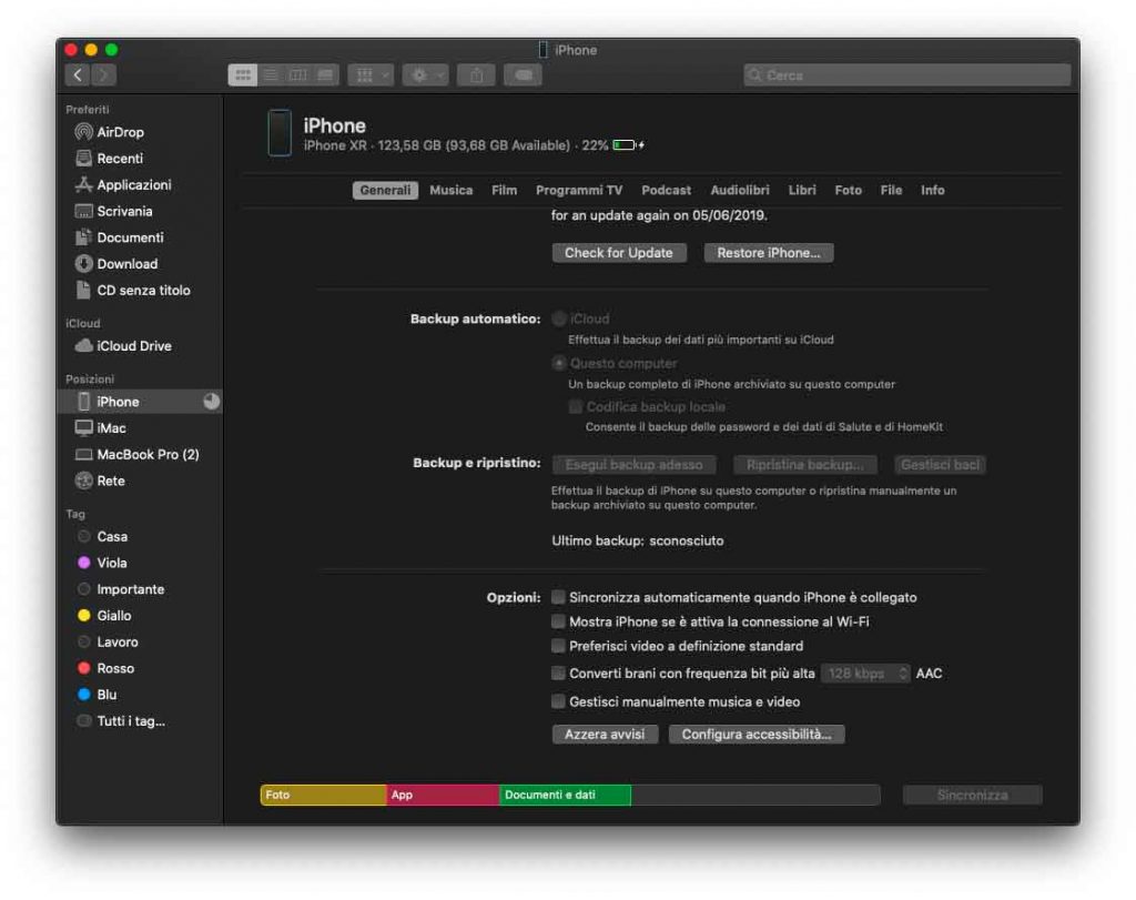 macOS 10.15 Catalina iPhone Finder