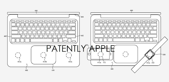 Brevetto mostra MacBook con ricarica wireless per iPhone 