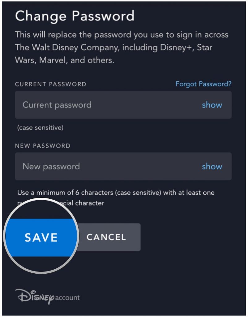 Come cambiare password su Disney+