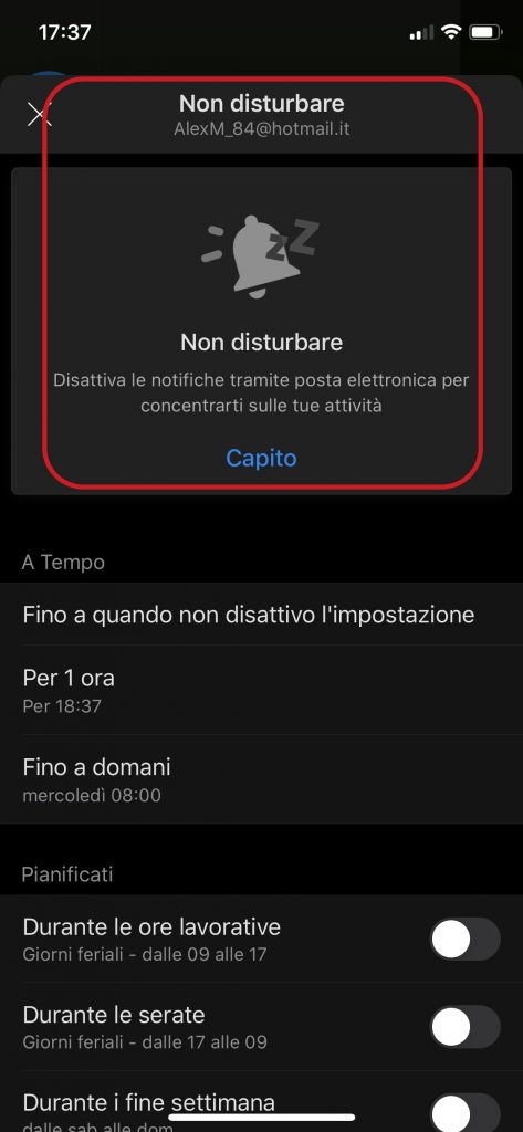 Microsoft Outlook per iOS introduce la modalità non disturbare 1