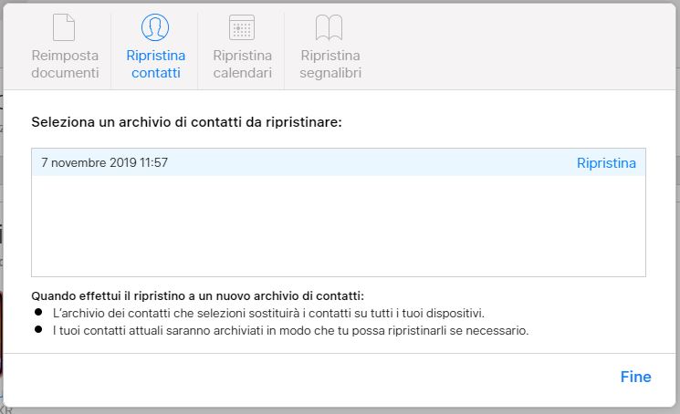 Come ripristinare contatti, calendario e segnalibri da iCloud 5