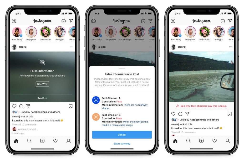 Instagram ora riconosce le fake news condivise da Facebook