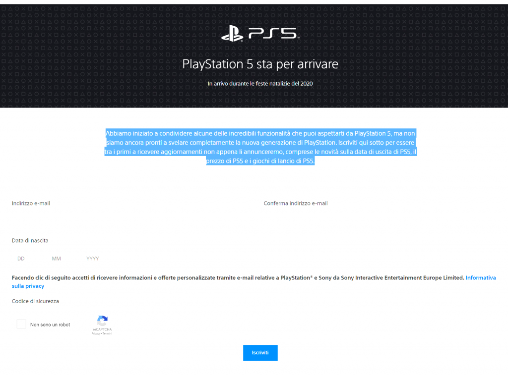 PlayStation 5 sta per arrivare: la pagina ufficiale è online