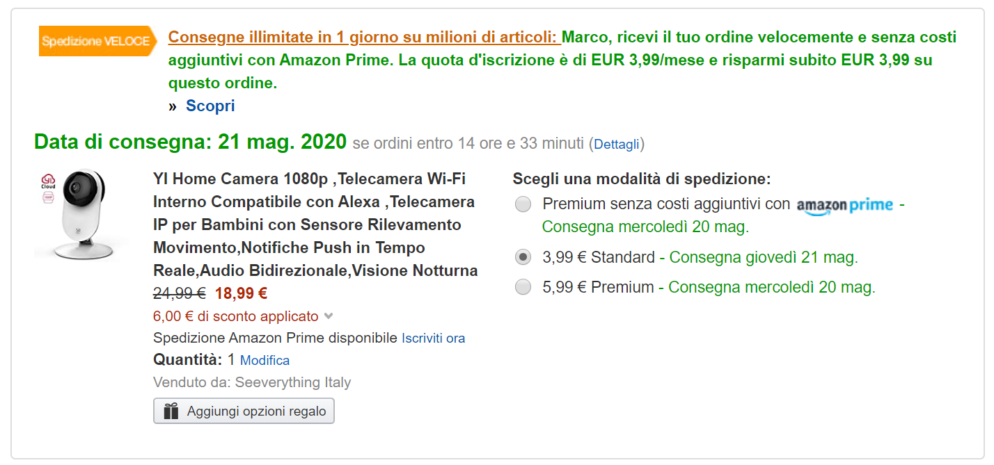 YI Home Camera in super offerta su Amazon a 18,99 euro con questo codice 1