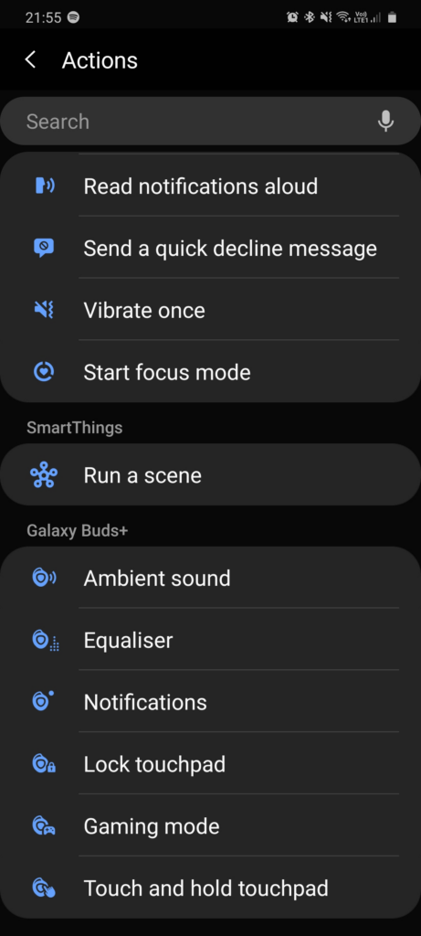 Samsung Galaxy Buds+ Bixby routines