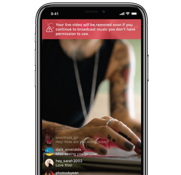 instagram avviso copyright