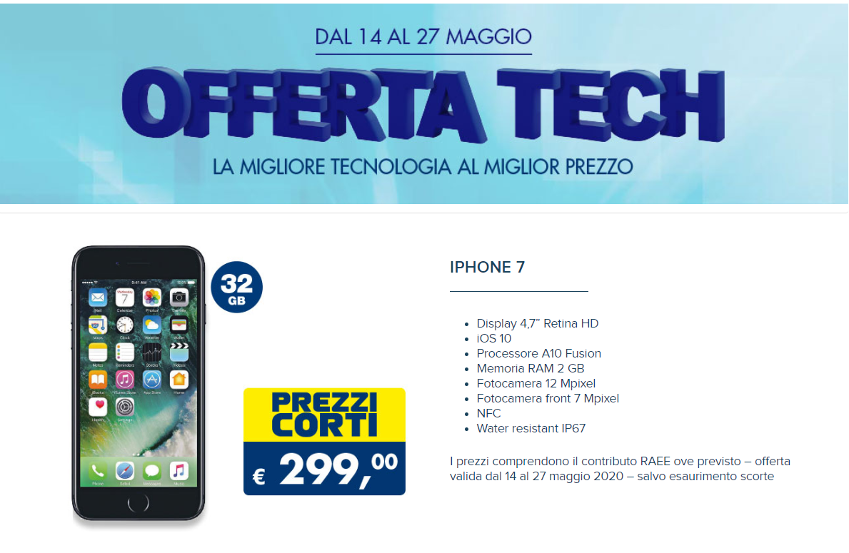 apple iphone 7 offerta tech esselunga