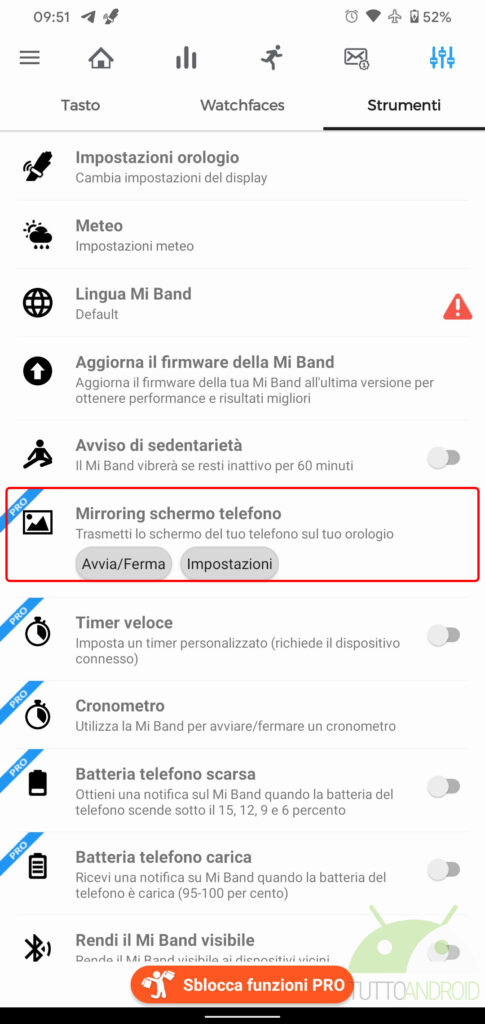 xiaomi mi band 4 streaming schermo smartphone