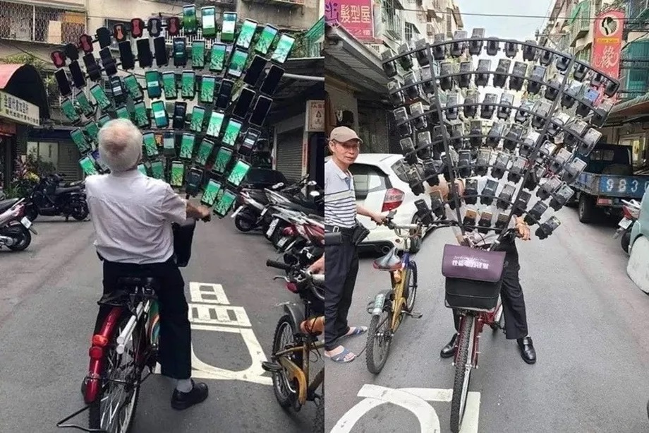 Il nonno dei Pokémon potenzia la sua bici e ora gioca con 64 smartphone