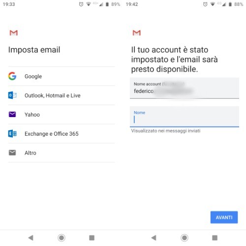 Alice Mail configurazione Gmail (Android)