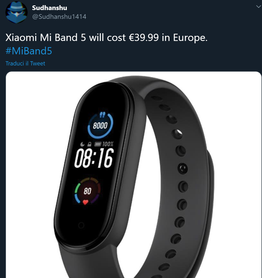 Svelato il prezzo di Xiaomi Mi Band 5 in Europa da un leak 1