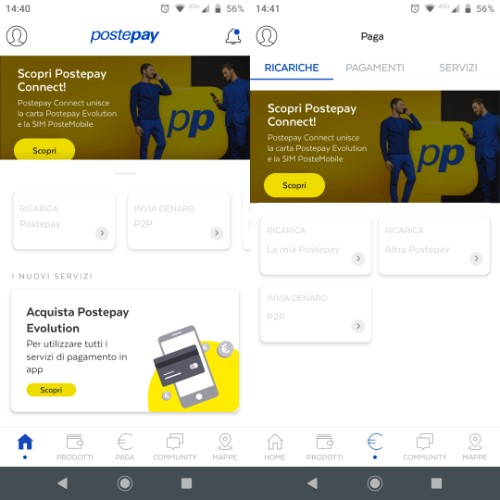 Ricaricare PostePay da app PostePay