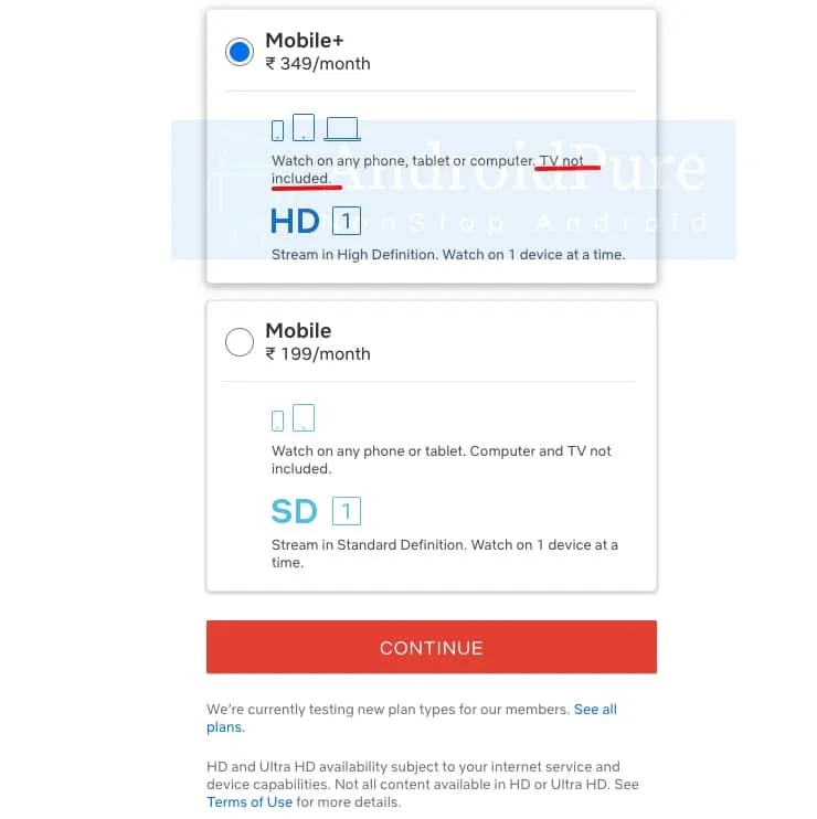 netflix mobile+ abbonamento india