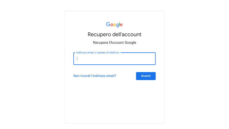 Recupero account Google