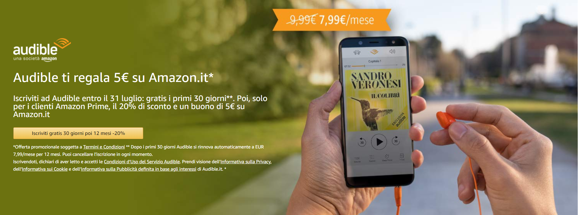 amazon audible promozione buono 5 euro sconto