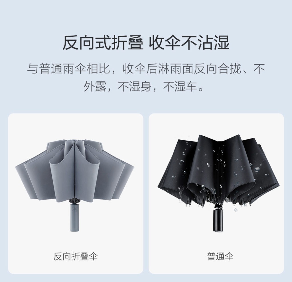 xiaomi 90 points automatic reverse folding umbrella ufficiale specifiche prezzo