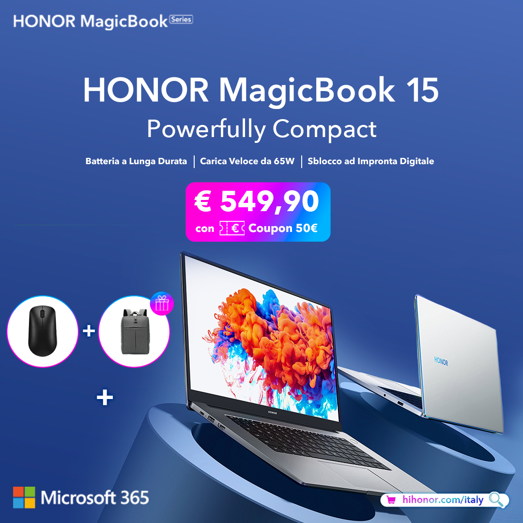 HONOR "allarga" la gamma PC e lancia HONOR MagicBook 15 13