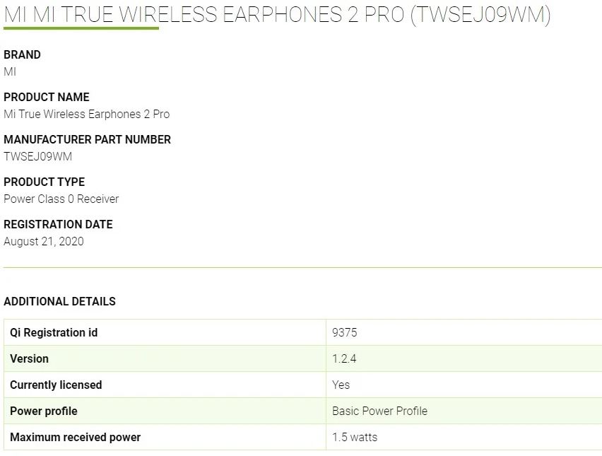 Xiaomi Mi True Wireless Earphones 2 Pro