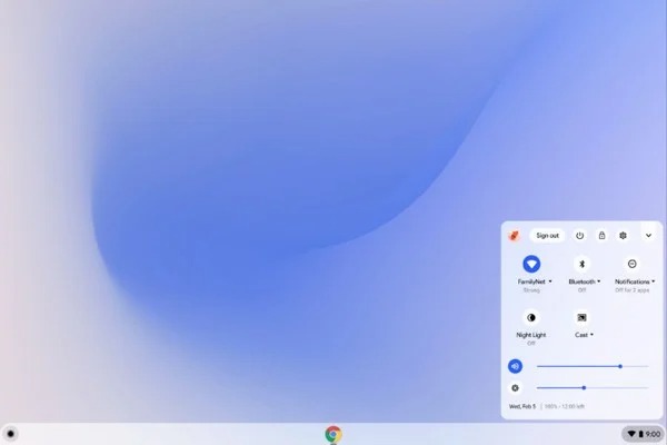 chrome os holding space tema chiaro scuro