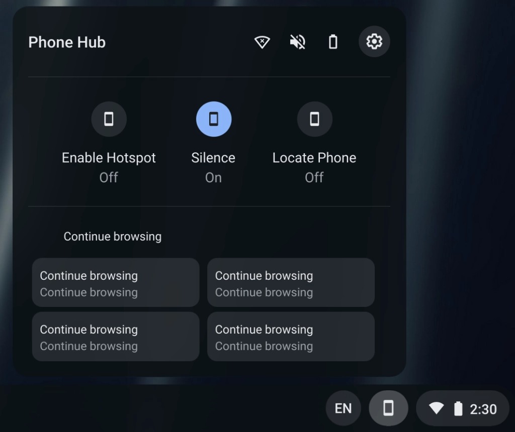 chrome os phone hub pin capture mode novità
