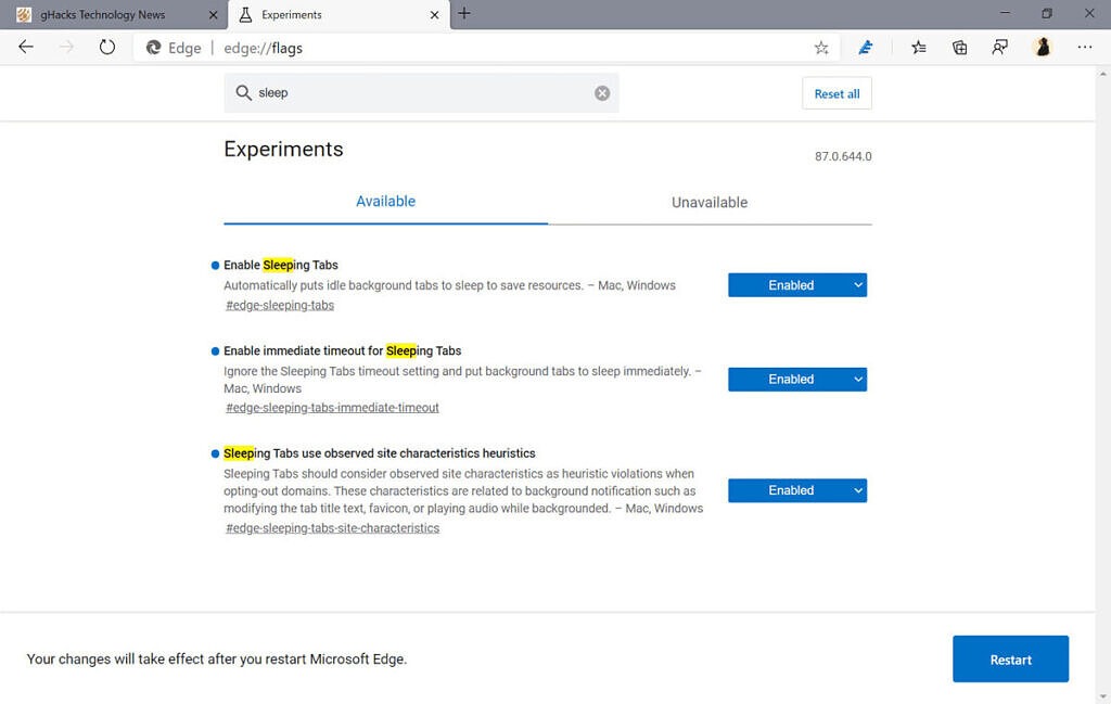 microsoft edge canary 87 aggiornamento novità