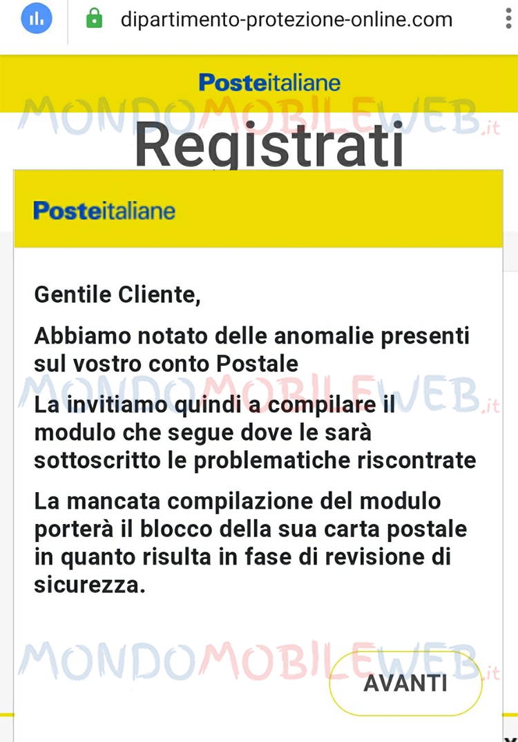 phishing truffa poste italiane