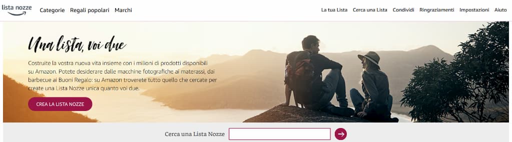 Amazon lista nozze, come creare una lista