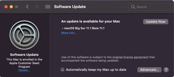 macOS 11.1 Big Sur Beta 1