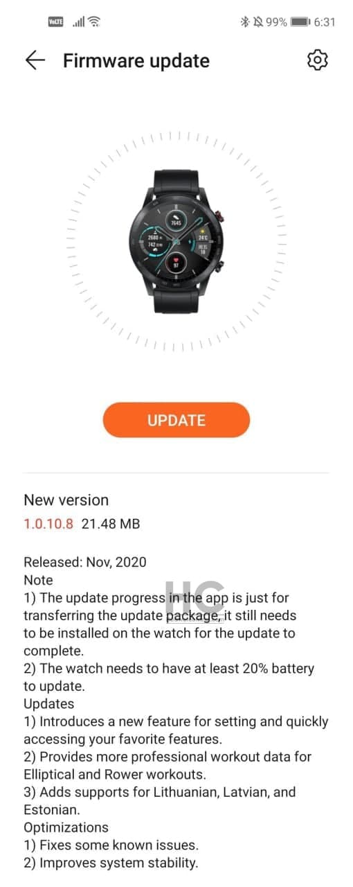 honor magicwatch 2 aggiornamento