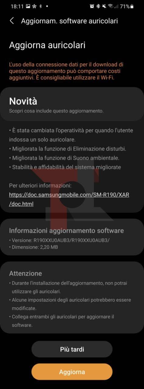 Samsung Galaxy Buds Pro aggiornamento