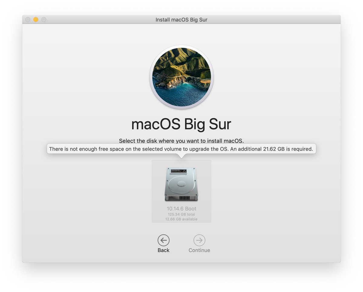 macOS Big Sur ora controlla se c'è spazio prima dell'installazione 1