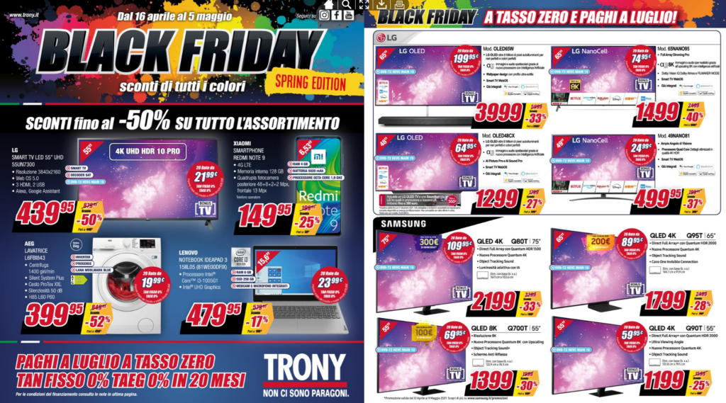offerte volantino Trony Black Friday Spring Edition
