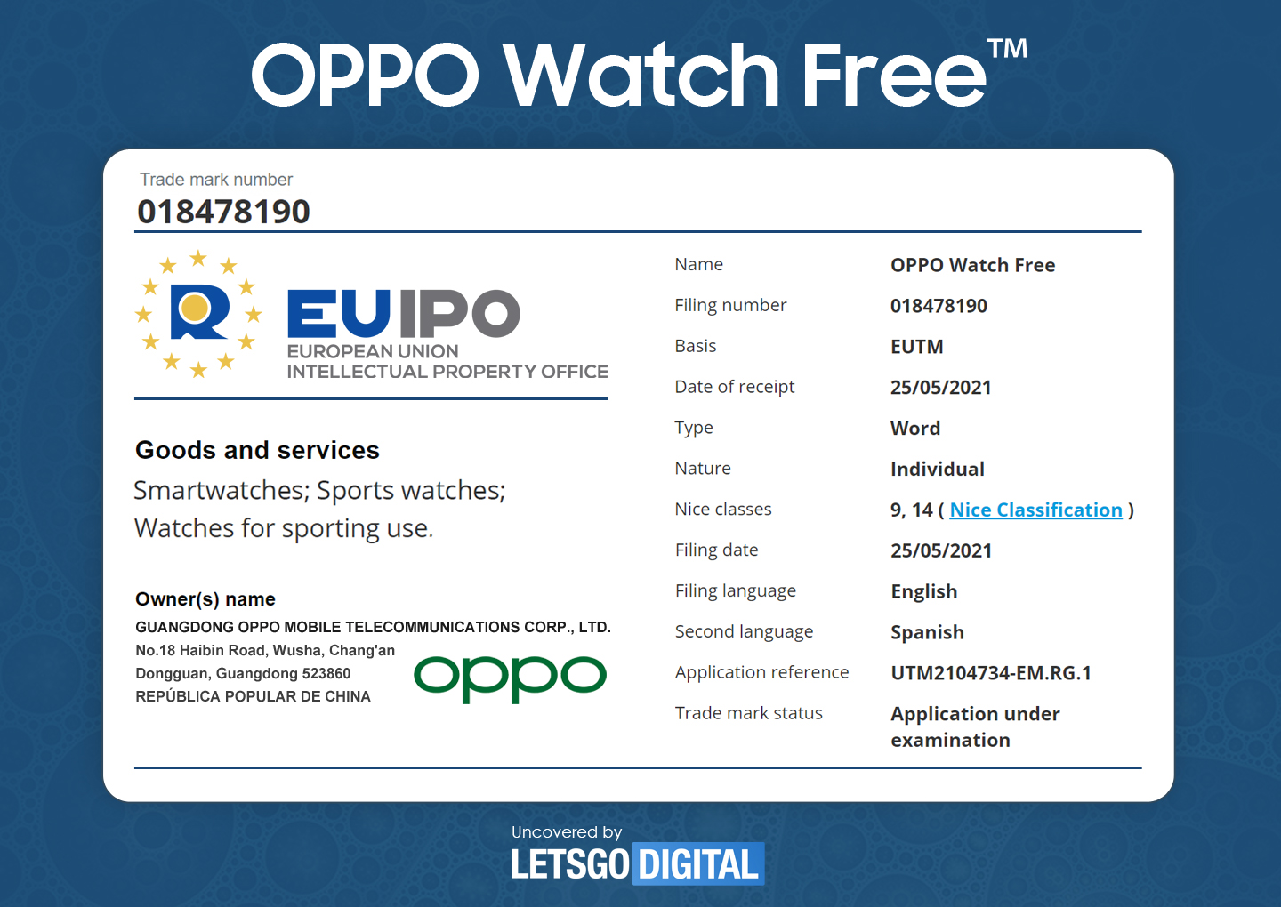 OPPO brevetta in Europa un nuovo smartwatch con funzionalità sportive 1