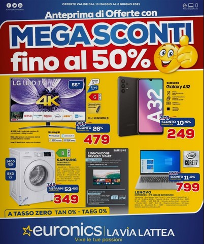 euronics offerte volantino la via lattea dimo maggio giugno 2021